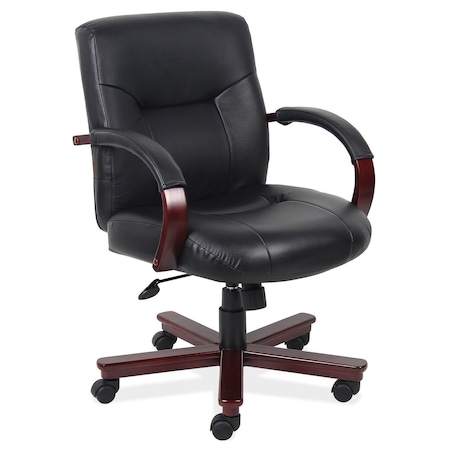 Officesource Spencer Collection Executive Mid Back Swivel Tilt with Mahogany Frame 1245VBK